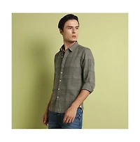 Campus Sutra Men's Olive Green Maxi Tartan Plaid Shirt
