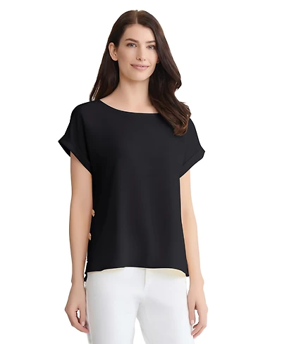 Jones New York Women's Short-Sleeve Button Detail Blouse