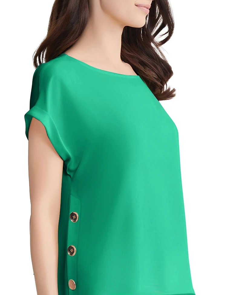 Jones New York Women's Short-Sleeve Button Detail Blouse