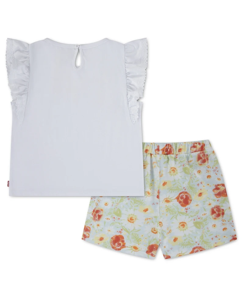 Levi's Girls' 4-6X Ruffle Knit Top and Skort, 2-Piece Set