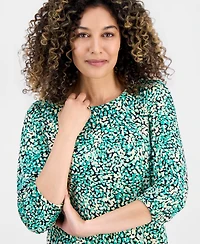 Jones New York Petite Printed Blouson-Sleeve Top
