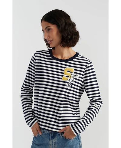 Chinti & Parker Women's Snoopy Varsity Long Sleeve Tee