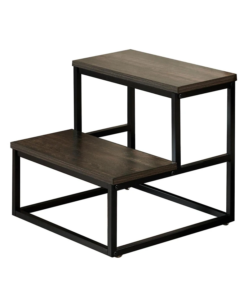 Kings Brand Furniture Axel 2-Step Step Stool – Lightweight, Durable & Modern Design Wooden Steps Metal Frame, Compact Ladder for Adults