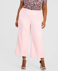 Anne Klein Essentials Plus Wide-Leg Cropped Pull-On Pants
