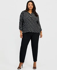 Anne Klein Essentials Plus Scrunched-Sleeve Knit Top