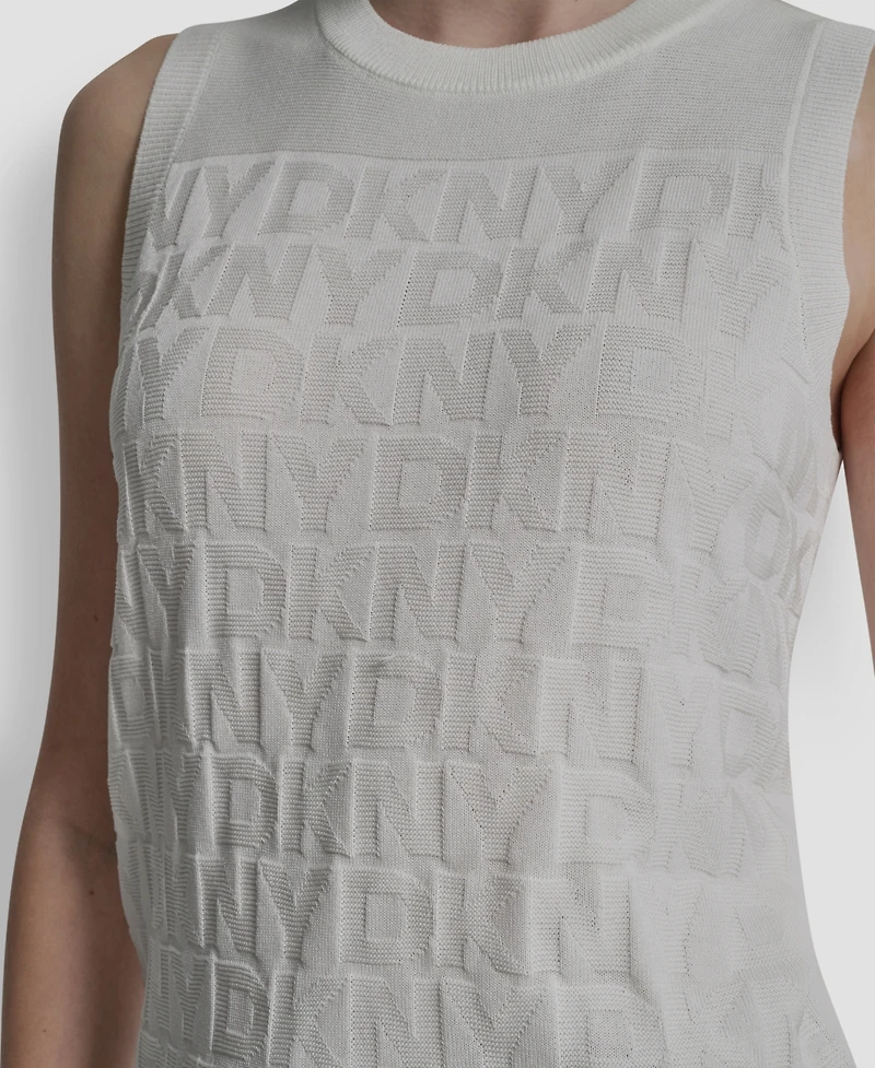 Dkny Women's Sleeveless Logo Printed Sweater