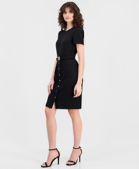 Anne Klein Women's Belted Puff-Sleeve Sheath Dress
