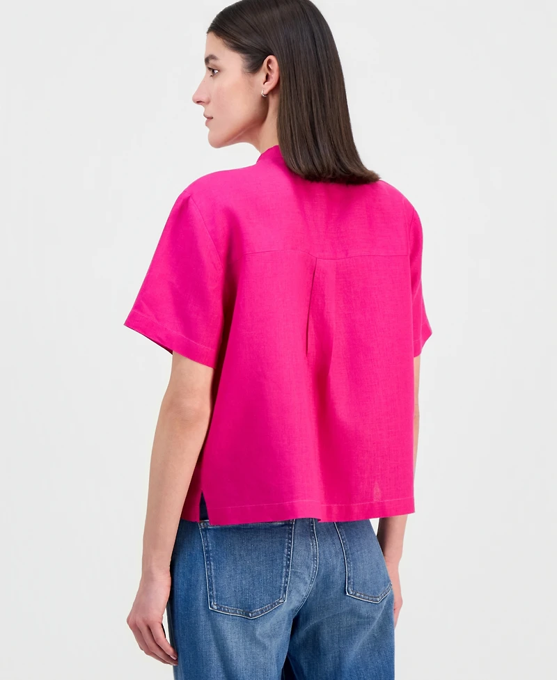 Eileen Fisher Women's Linen Mandarin-Collar Shirt