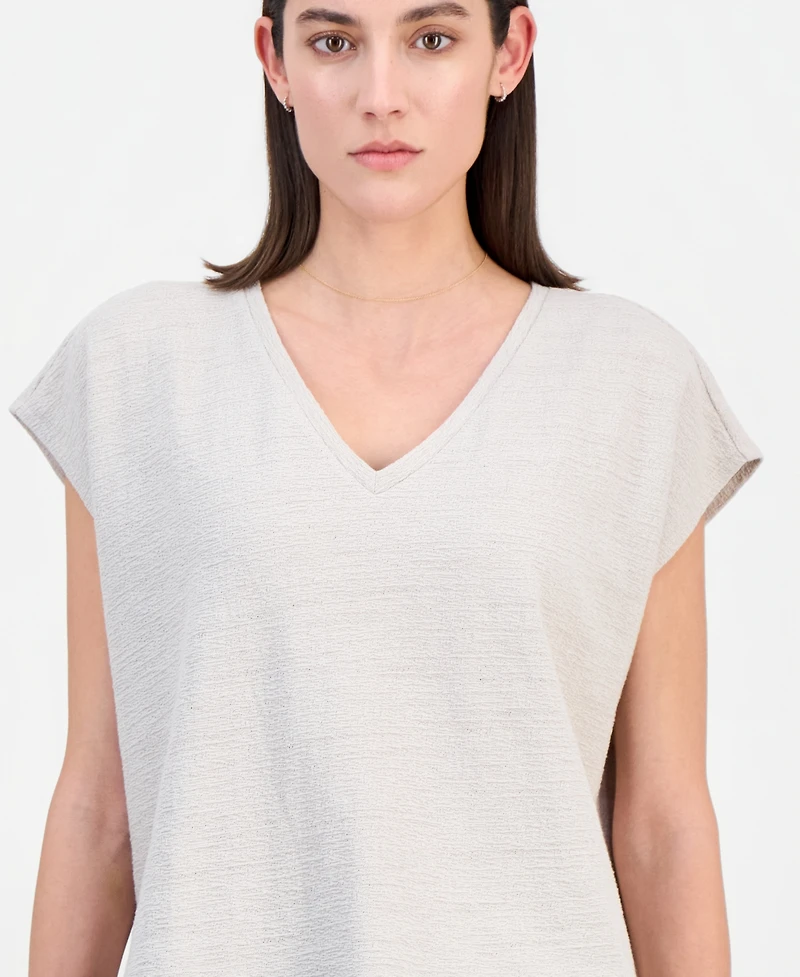 Eileen Fisher Women's Cotton Jacquard V-Neck Top