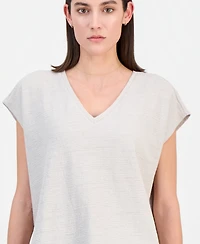 Eileen Fisher Women's Cotton Jacquard V-Neck Top