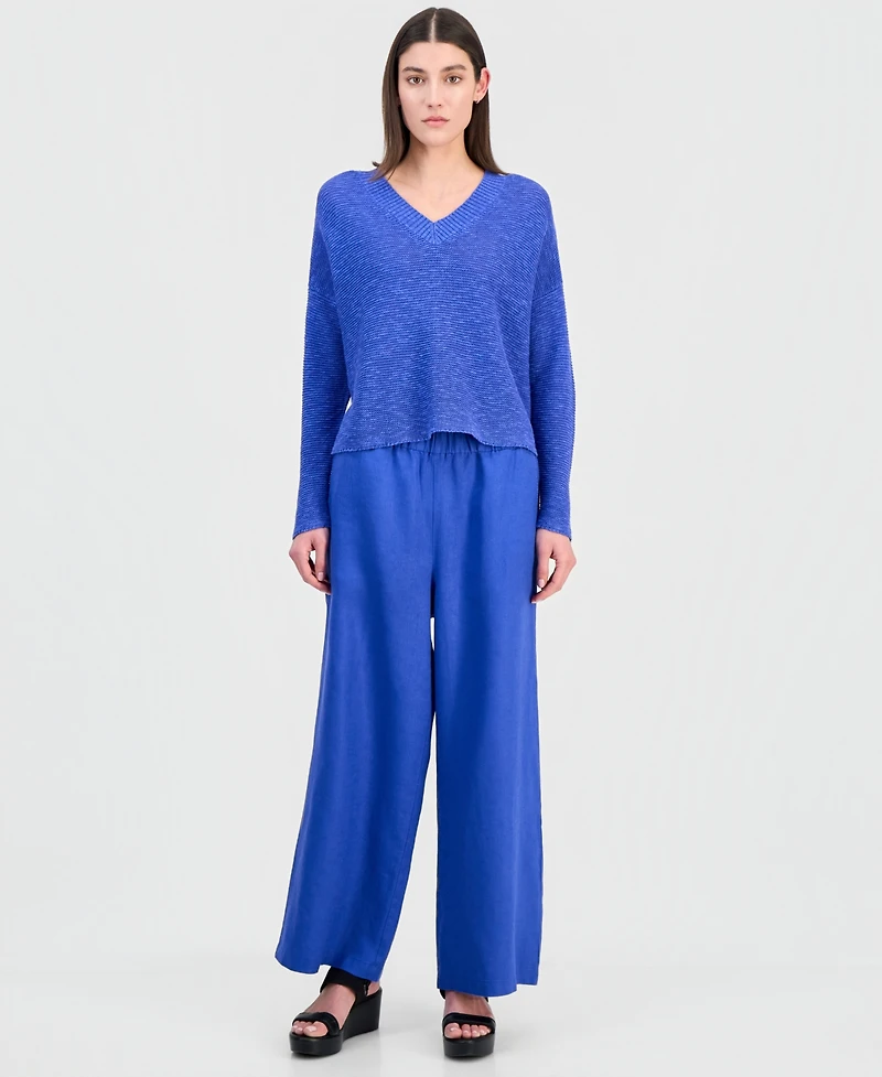 Eileen Fisher Women's Cotton & Linen V-Neck Sweater