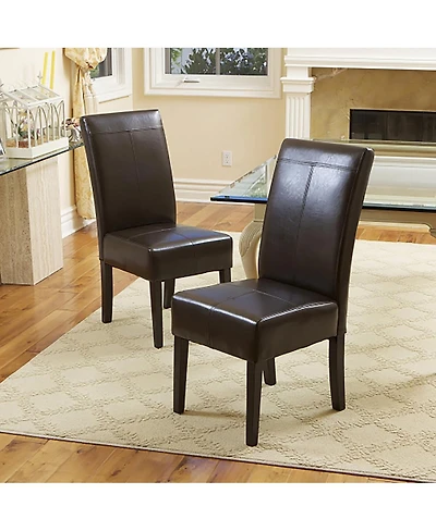 Streamdale Furniture Emilia Chocolate Brown Bonded Leather Dining Chairs - Set of 2