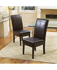 Streamdale Furniture Emilia Chocolate Brown Bonded Leather Dining Chairs - Set of 2