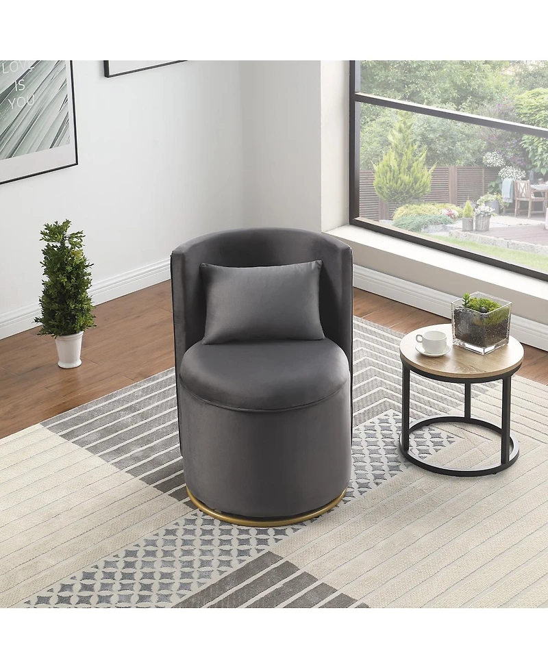 Streamdale Furniture 360° Swivel Velvet Accent Chair with Storage & Gold Base