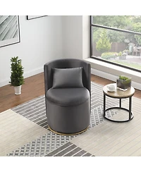 Streamdale Furniture 360° Swivel Velvet Accent Chair with Storage & Gold Base