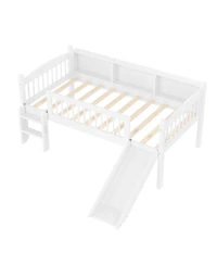 Streamdale Furniture Twin Xl Loft Bed with Storage, Solid Wood, Led Lights, Guardrails
