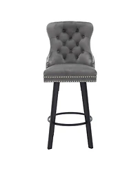 Streamdale Furniture Modern Velvet Swivel Bar Stools with Ring - Dark Gray (2pcs