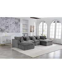 Streamdale Furniture Cloud Couch Oversized Modular Sectional Sofa, 4-Seat with 2 Ottomans