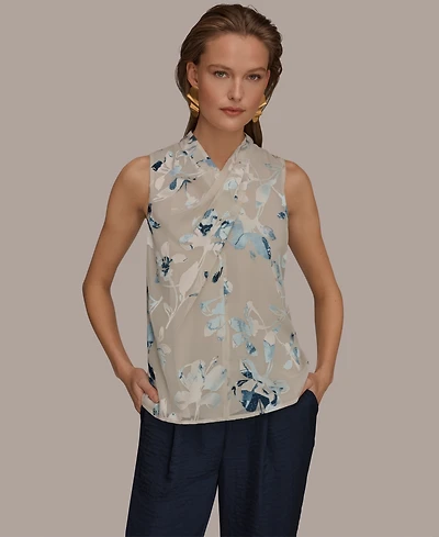 Donna Karan New York Women's Printed Sleeveless Top