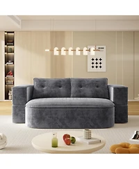 Streamdale Furniture 78.7" Foldable Corduroy Sofa Bed with Blanket & Pillows