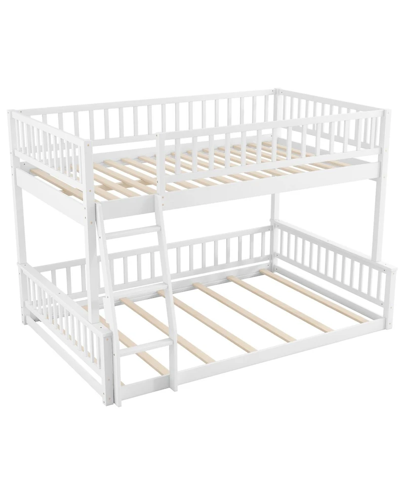 Streamdale Furniture Full Xl over Queen Bunk Bed with Ladder and Guardrails, White