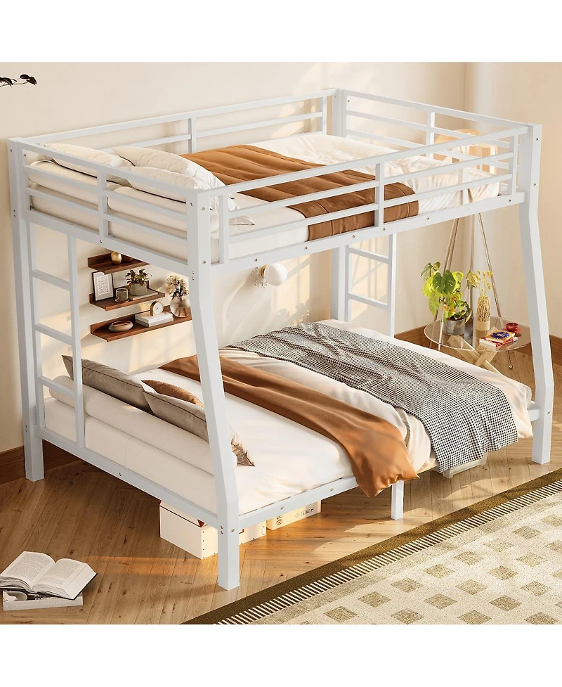 Streamdale Furniture Metal Full Xl over Queen Bunk Bed for Teens/Adults - Space-Saving, Noise Reduced, No Box Spring