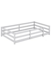 Draft - Streamdale Furniture Twin Size Montessori Floor Bed with Fence, Gray