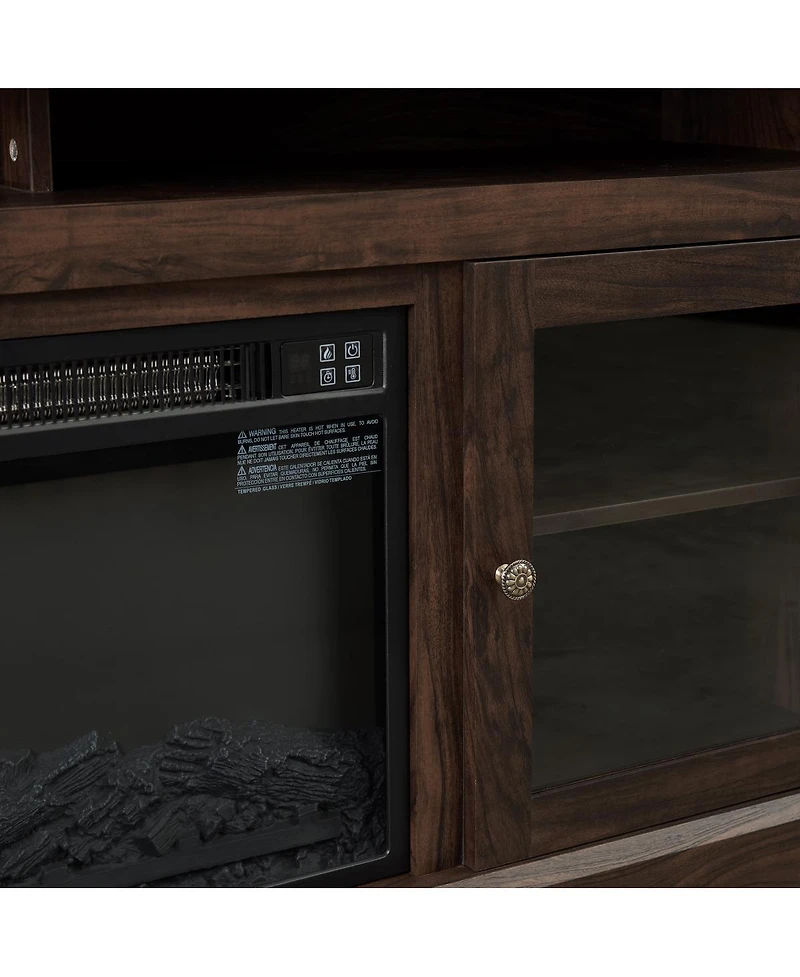 Streamdale Furniture Contemporary Media Stand with 18" Fireplace Insert, Brown, 60"W