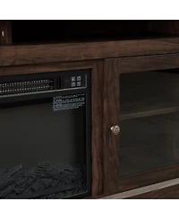 Streamdale Furniture Contemporary Media Stand with 18" Fireplace Insert, Brown, 60"W