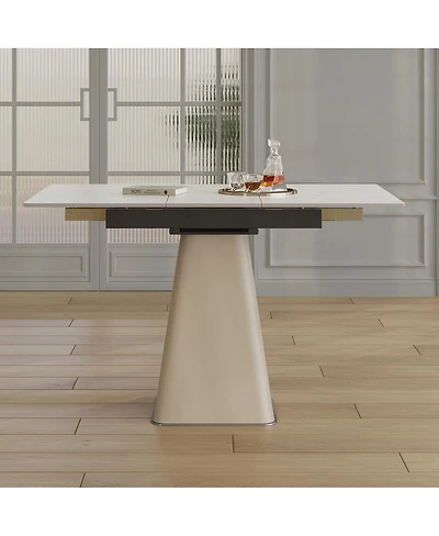 Streamdale Furniture Retractable Rock Slab Folding Dining Table