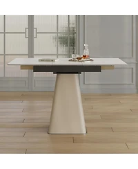 Streamdale Furniture Retractable Rock Slab Folding Dining Table