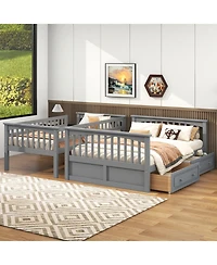 Streamdale Furniture Twin over Full Bunk Bed with Drawers, Convertible Beds, Gray