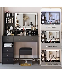 Streamdale Furniture 41" Led Mirror Vanity Table & Stool