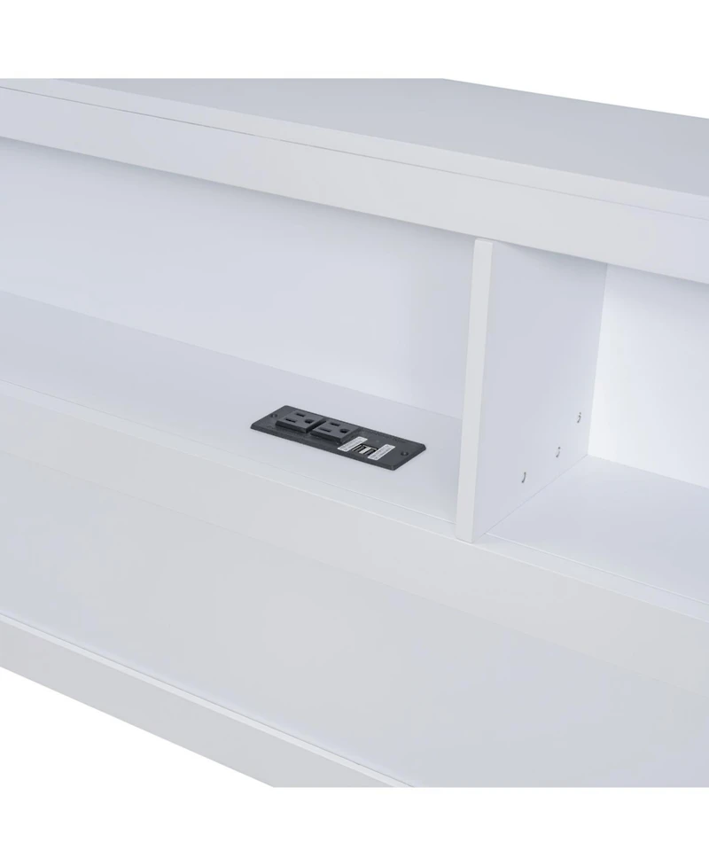 Streamdale Furniture Streamdale Wooden Full Size DayBed with 2 Drawers, Usb Ports, White