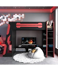 Streamdale Furniture Twin Size Wood Loft Bed with Desk