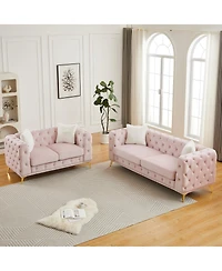 Streamdale Furniture Velvet 3+2 Seater Sofa with Solid Wood Frame & Metal Feet - Modern Living Room Furniture