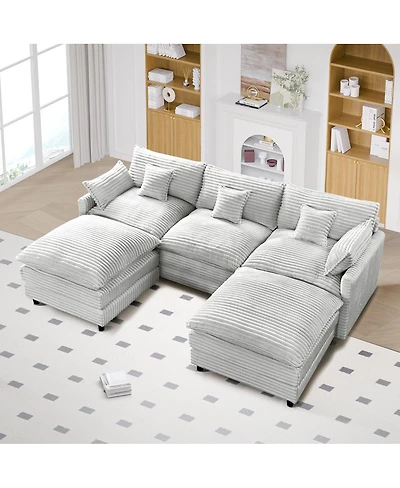 Streamdale Furniture Seven-piece sofa set with console, coffee table & pillows for spacious rooms