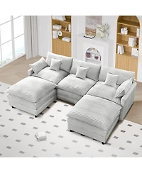 Streamdale Furniture Seven-piece sofa set with console, coffee table & pillows for spacious rooms