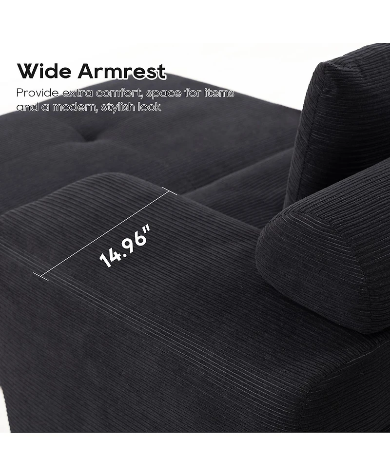 Streamdale Furniture L-Shaped Sectional Couch with Memory Foam & Steel Frame - Convertible Sofa Bed