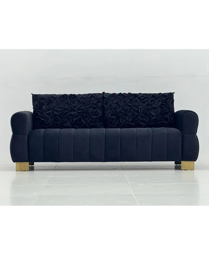 Streamdale Furniture Luxurious Velvet Sofa with Golden Metal Legs