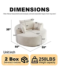 Streamdale Furniture 55"L Chenille Foam Single Swivel Chair, Fluffy Modern Sleeper, 360 Degree Swivel