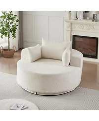 Streamdale Furniture 55"L Chenille Foam Single Swivel Chair, Fluffy Modern Sleeper, 360 Degree Swivel