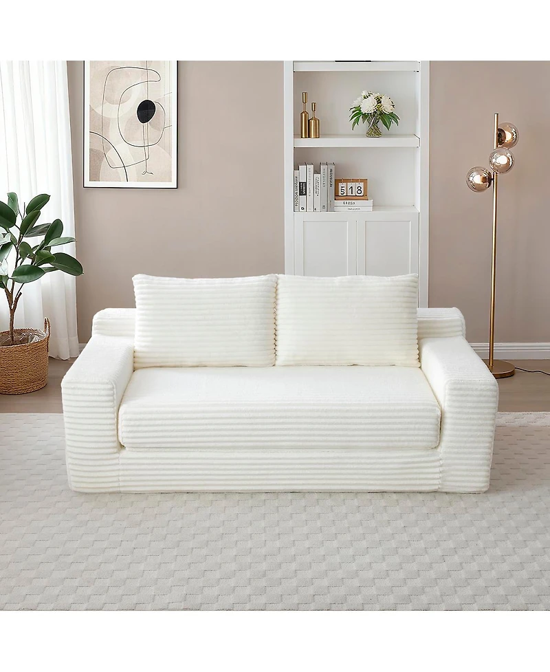 Streamdale Furniture Memory Foam Cloud Loveseat Sofa, 2-in-1 Convertible Folding Couch Bed