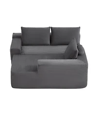 Streamdale Furniture 105.7" Gray Corduroy U-Shaped Cloud Sectional Couch with Chaise, Deep Seat