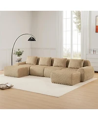 Streamdale Furniture Modern U-Shaped Modular Sectional Sofa, Flannelette, Oversized 4-Seater, Movable Ottoman