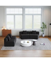 Streamdale Furniture Chenille Curved Sectional Sofa with 4 Pillows