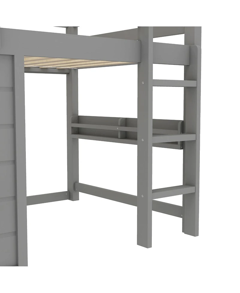 Draft - Streamdale Furniture Twin Loft Bed with Slide, Chalkboard, Bookshelf & Rails