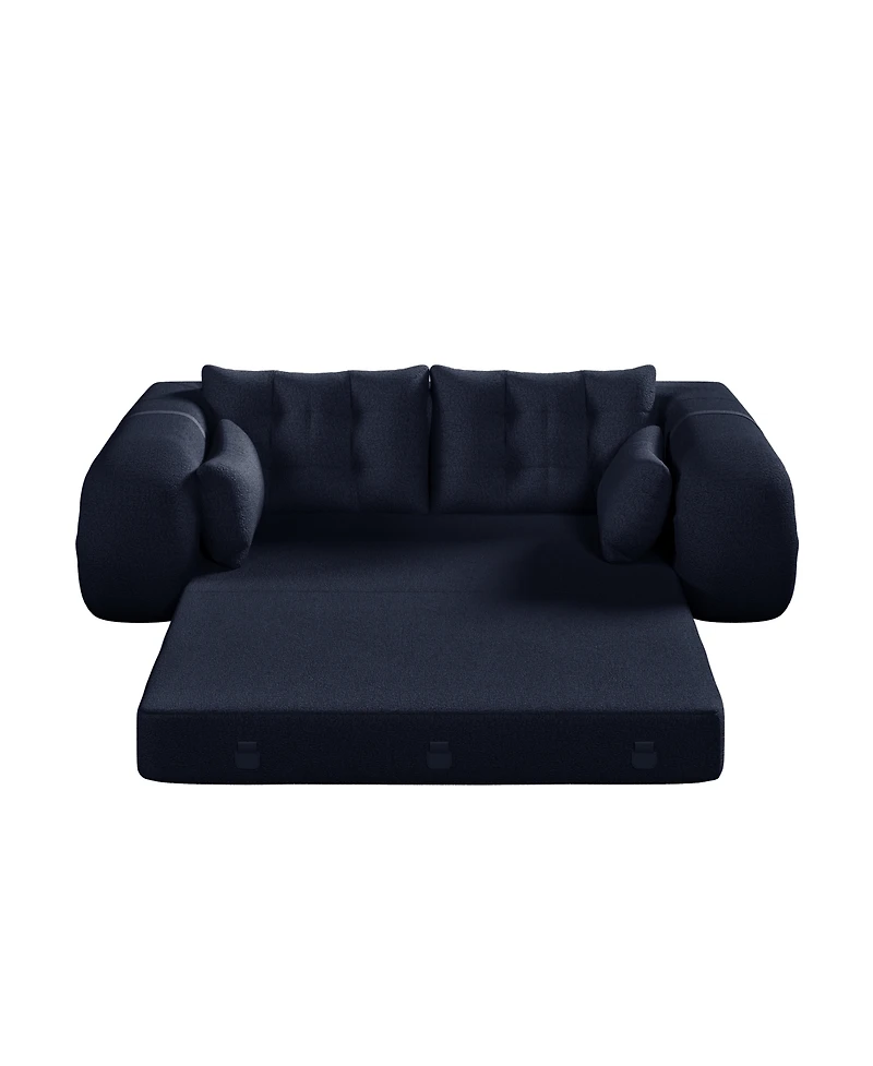 Streamdale Furniture Human Dog Bed, Lazy Sofa Couch, 78.7" Foldable Sofa Bed, 3-in-1 Teddy Fabric Sleeper Sofa Bed