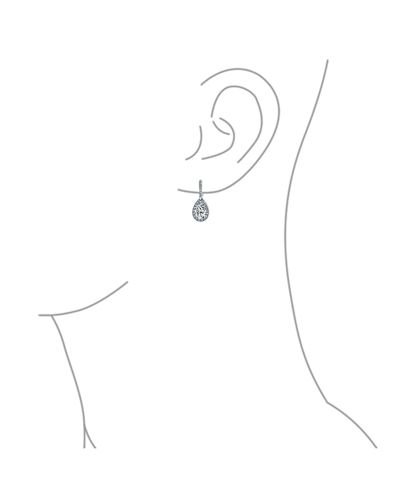 Bling Jewelry 7CT Halo Clear Cubic Zirconia Cz Large Teardrop Earrings Silver Plated