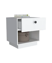 Simplie Fun Paris 1 Drawer Nightstand, Open Lower Shelf - White